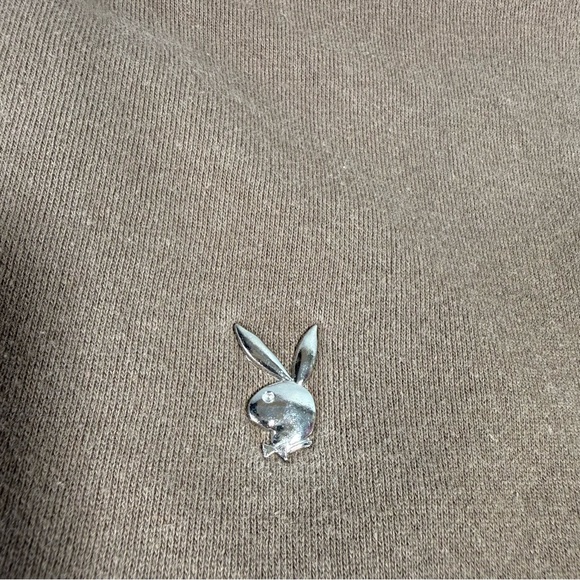 PACSUN Men's Playboy Brown Silver Studded Cotton Blend Sweatshirt - Picture 2 of 10